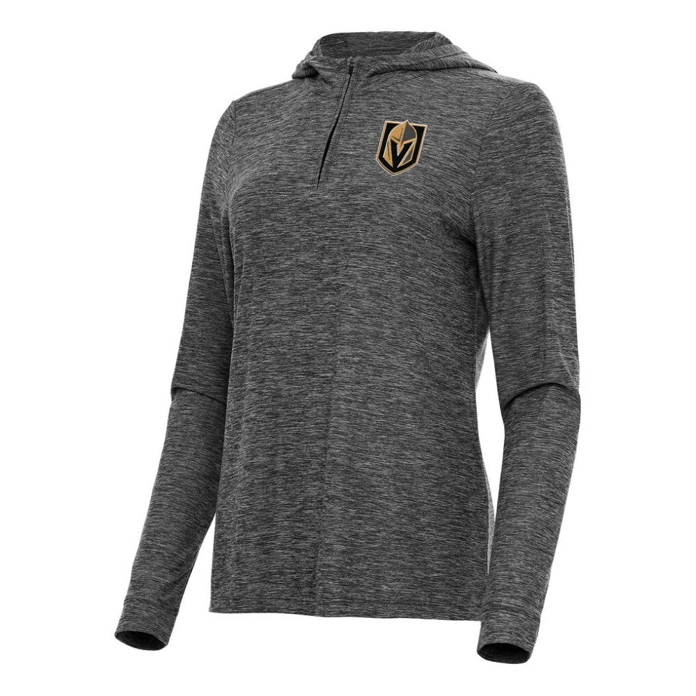 Vegas Golden Knights Antigua Women's Daybreak Quarter-Zip Hoodie Heather Black