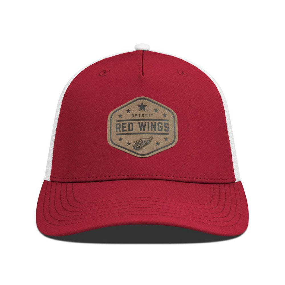 Detroit Red Wings Men's Levelwear Faux Leather Patch Structured Adjustable Hat Red