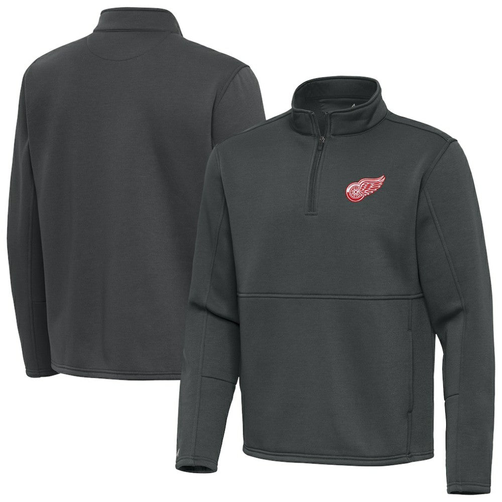 Detroit Red Wings Antigua Twist Quarter-Zip Pullover Jacket Pewter