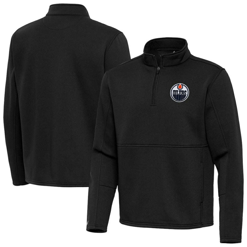 Edmonton Oilers Antigua Twist Quarter-Zip Pullover Jacket Black