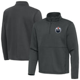Edmonton Oilers Antigua Twist Quarter-Zip Pullover Jacket Pewter