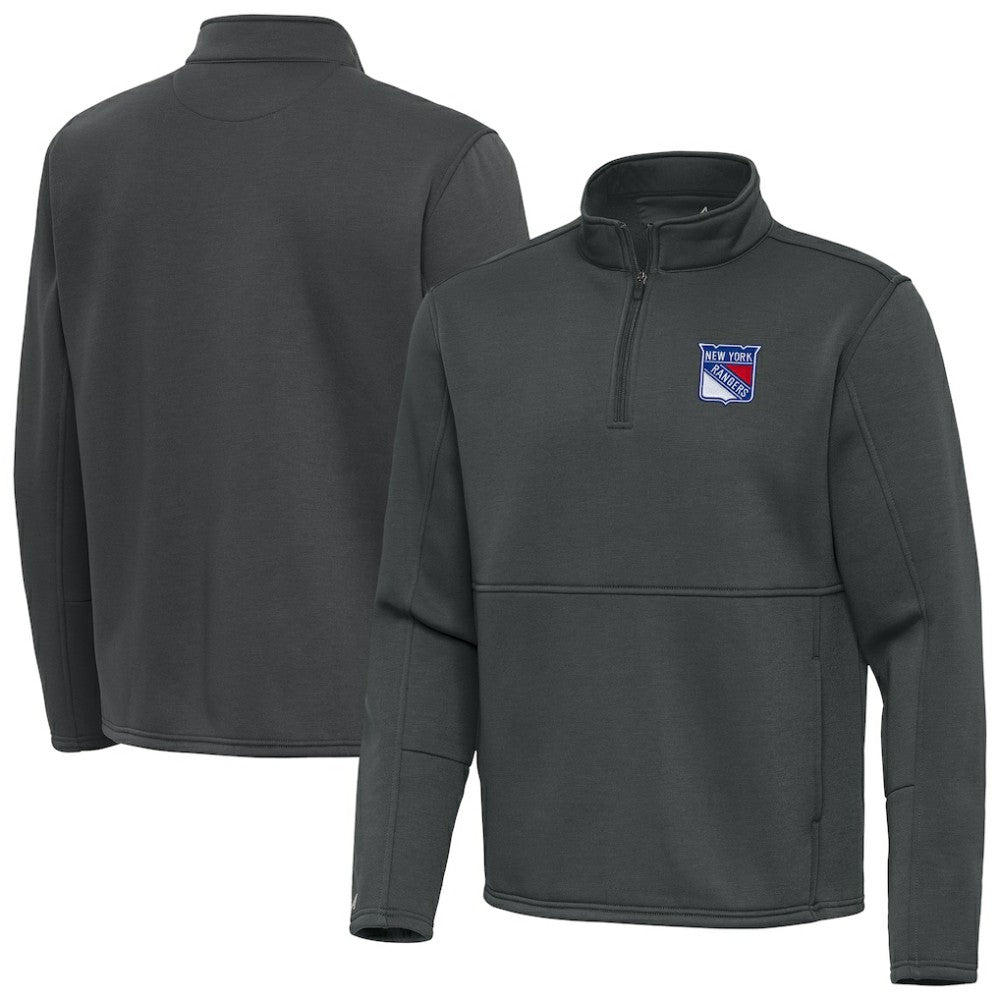 New York Rangers Antigua Twist Quarter-Zip Pullover Jacket Pewter