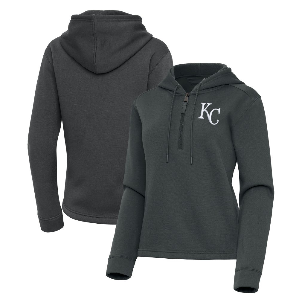 Kansas City Royals Antigua Women's Contemporary Quarter-Zip Hoodie Pewter