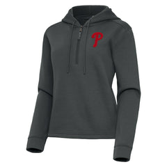 Philadelphia Phillies Antigua Women's Contemporary Quarter-Zip Hoodie Pewter