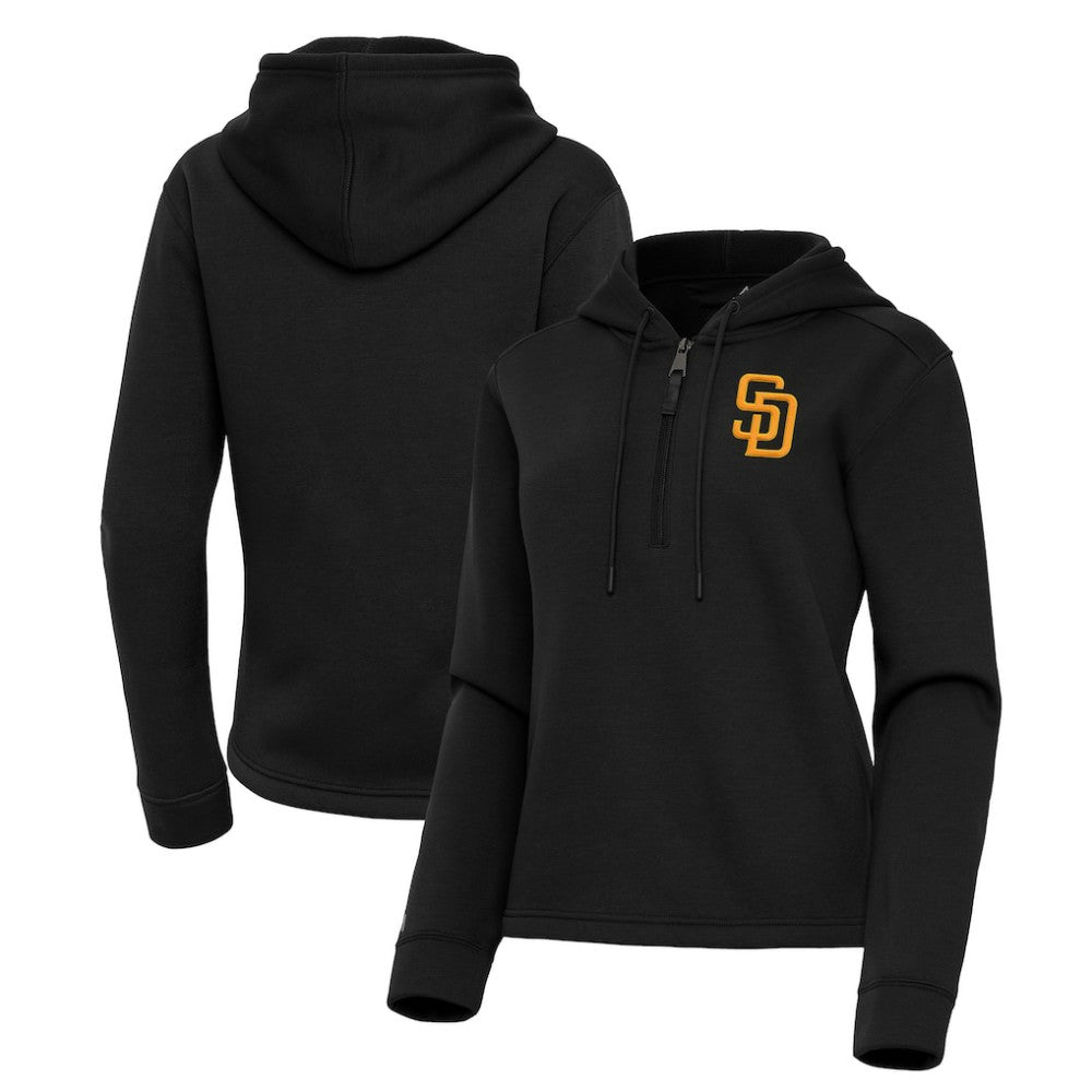 San Diego Padres Antigua Women's Contemporary Quarter-Zip Hoodie Black