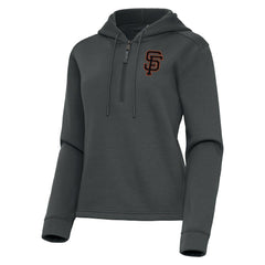 San Francisco Giants Antigua Women's Contemporary Quarter-Zip Hoodie Pewter