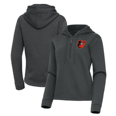 Baltimore Orioles Antigua Women's Contemporary Quarter-Zip Hoodie Pewter