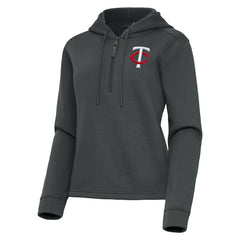 Minnesota Twins Antigua Women's Contemporary Quarter-Zip Hoodie Pewter