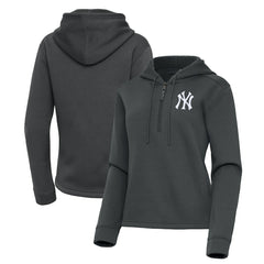 New York Yankees Antigua Women's Contemporary Quarter-Zip Hoodie Pewter