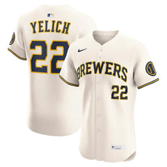 Christian Yelich Milwaukee Brewers Home Elite Player Jersey - Cream