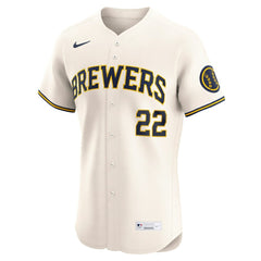 Christian Yelich Milwaukee Brewers Home Elite Player Jersey - Cream