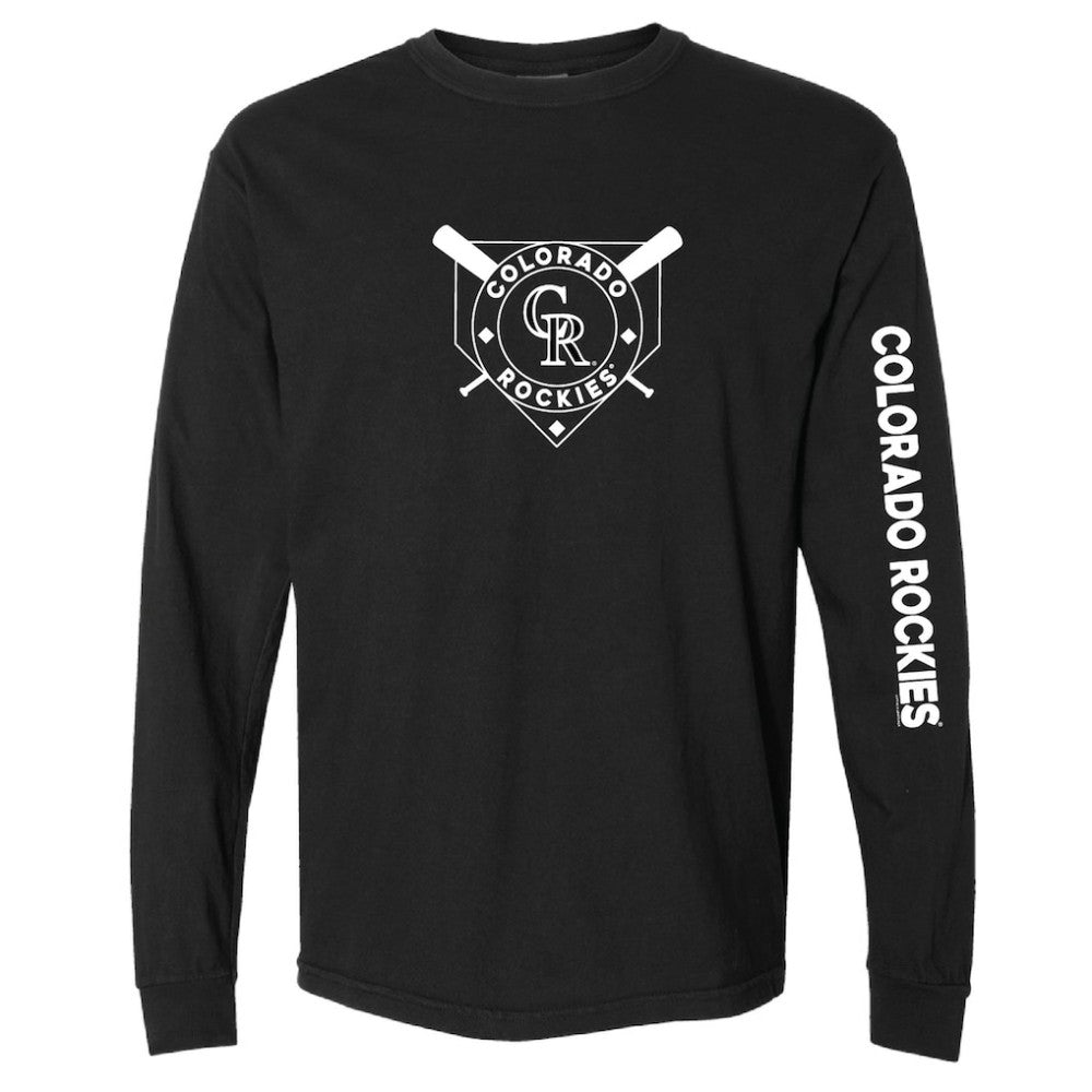 Colorado Rockies Soft as a Grape Women's Pigment Dye Long Sleeve T-Shirt Black
