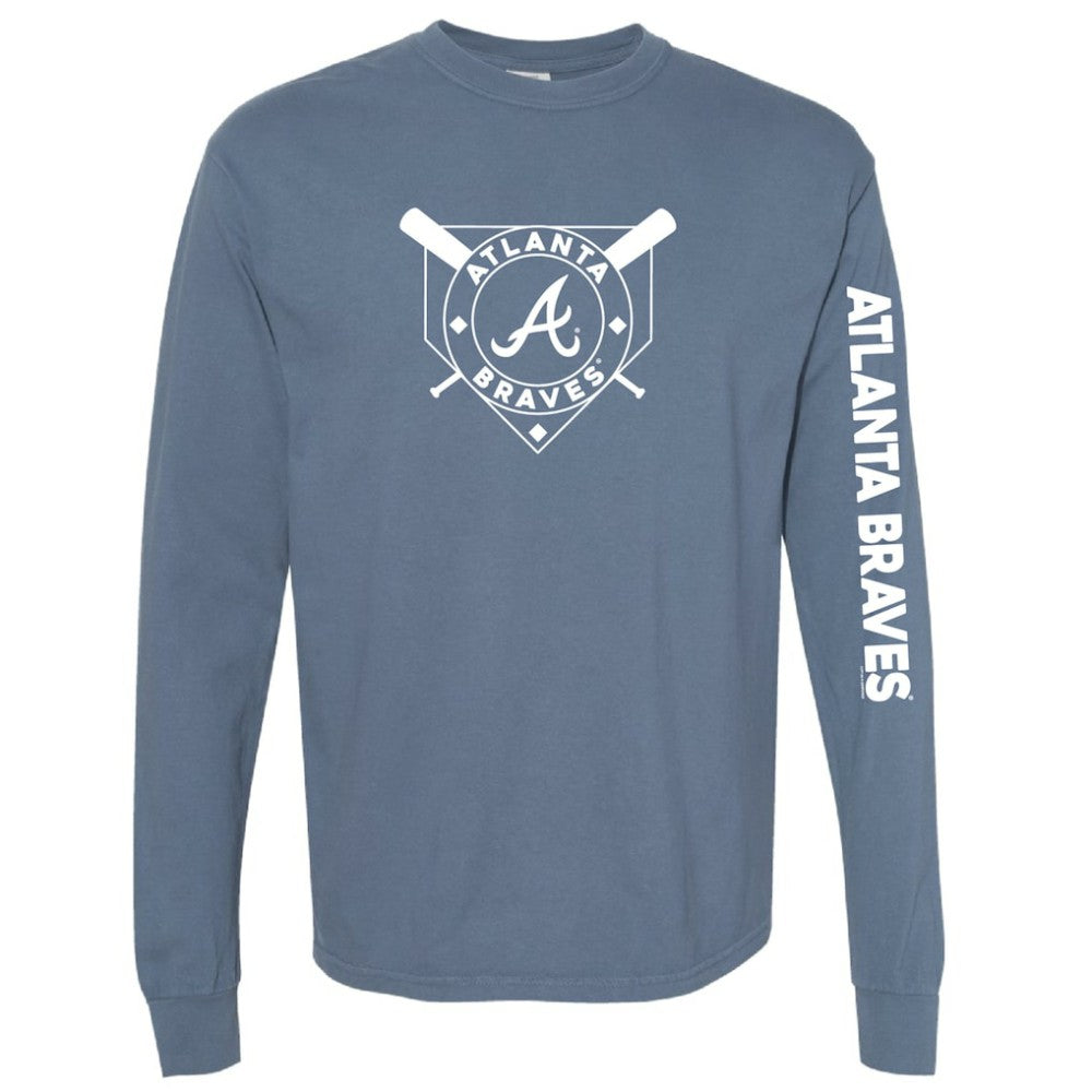 Atlanta Braves Soft as a Grape Women's Pigment Dye Long Sleeve T-Shirt Navy