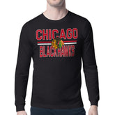 Chicago Blackhawks Starter Mesh Look Team Name Long Sleeve T-Shirt Black