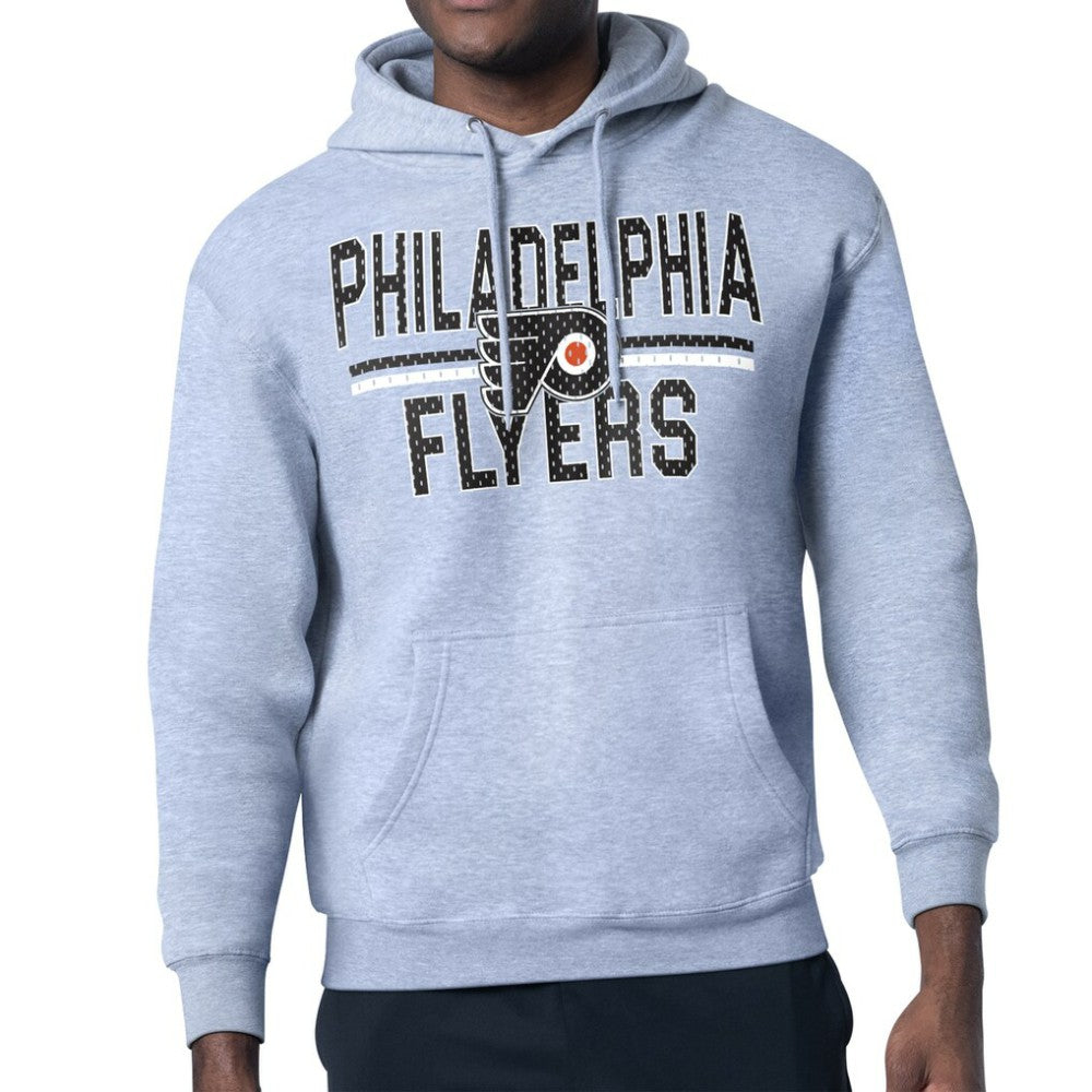Philadelphia Flyers Starter Mesh Look Team Name Logo Tri-Blend Pullover Hoodie Heather Gray