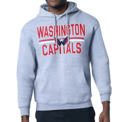Washington Capitals Starter Mesh Look Team Name Logo Tri-Blend Pullover Hoodie Heather Gray