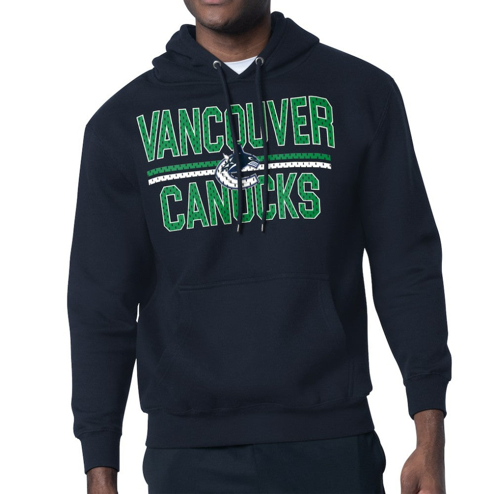 Vancouver Canucks Starter Mesh Look Team Name Logo Tri-Blend Pullover Hoodie Navy