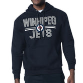 Winnipeg Jets Starter Mesh Look Team Name Logo Tri-Blend Pullover Hoodie Navy