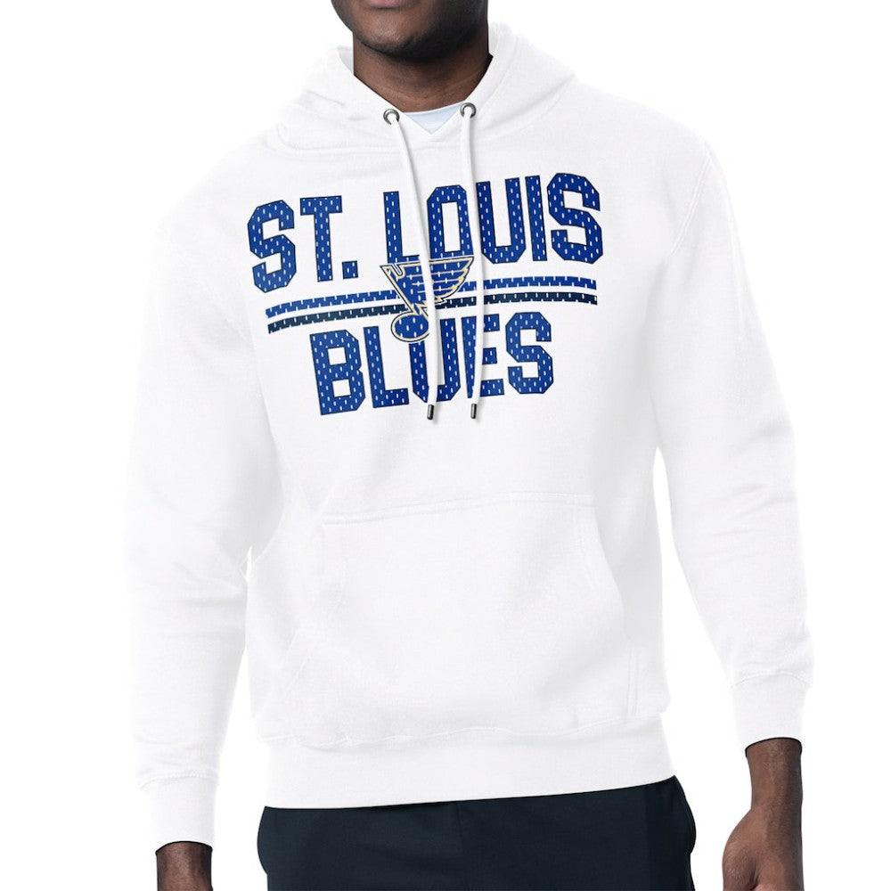 St. Louis Blues Starter Mesh Look Team Name Logo Tri-Blend Pullover Hoodie White