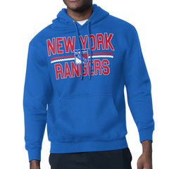 New York Rangers Starter Mesh Look Team Name Logo Tri-Blend Pullover Hoodie Blue