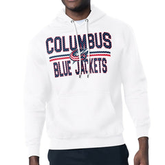Columbus Blue Jackets Starter Mesh Look Team Name Logo Tri-Blend Pullover Hoodie White