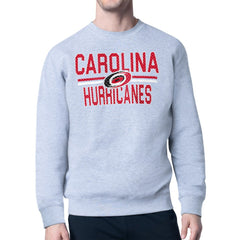 Carolina Hurricanes Starter Mesh Look Team Name Logo Pullover Sweatshirt Heather Gray