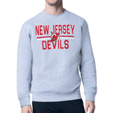New Jersey Devils Starter Mesh Look Team Name Logo Pullover Sweatshirt Heather Gray