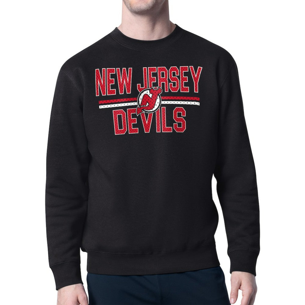 New Jersey Devils Starter Mesh Look Team Name Logo Pullover Sweatshirt Black