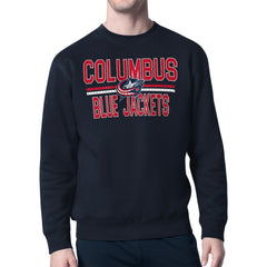 Columbus Blue Jackets Starter Mesh Look Team Name Logo Pullover Sweatshirt Navy