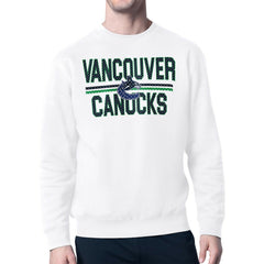 Vancouver Canucks Starter Mesh Look Team Name Logo Pullover Sweatshirt White