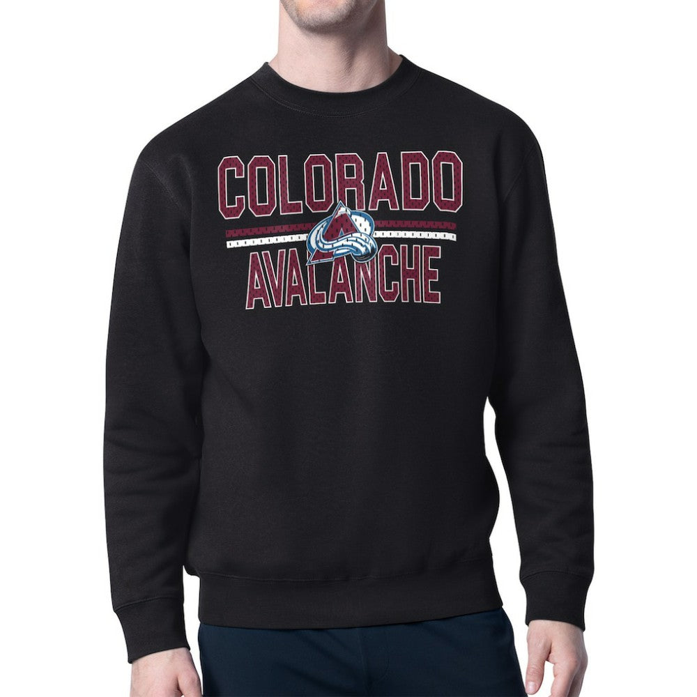 Colorado Avalanche Starter Mesh Look Team Name Logo Pullover Sweatshirt Black