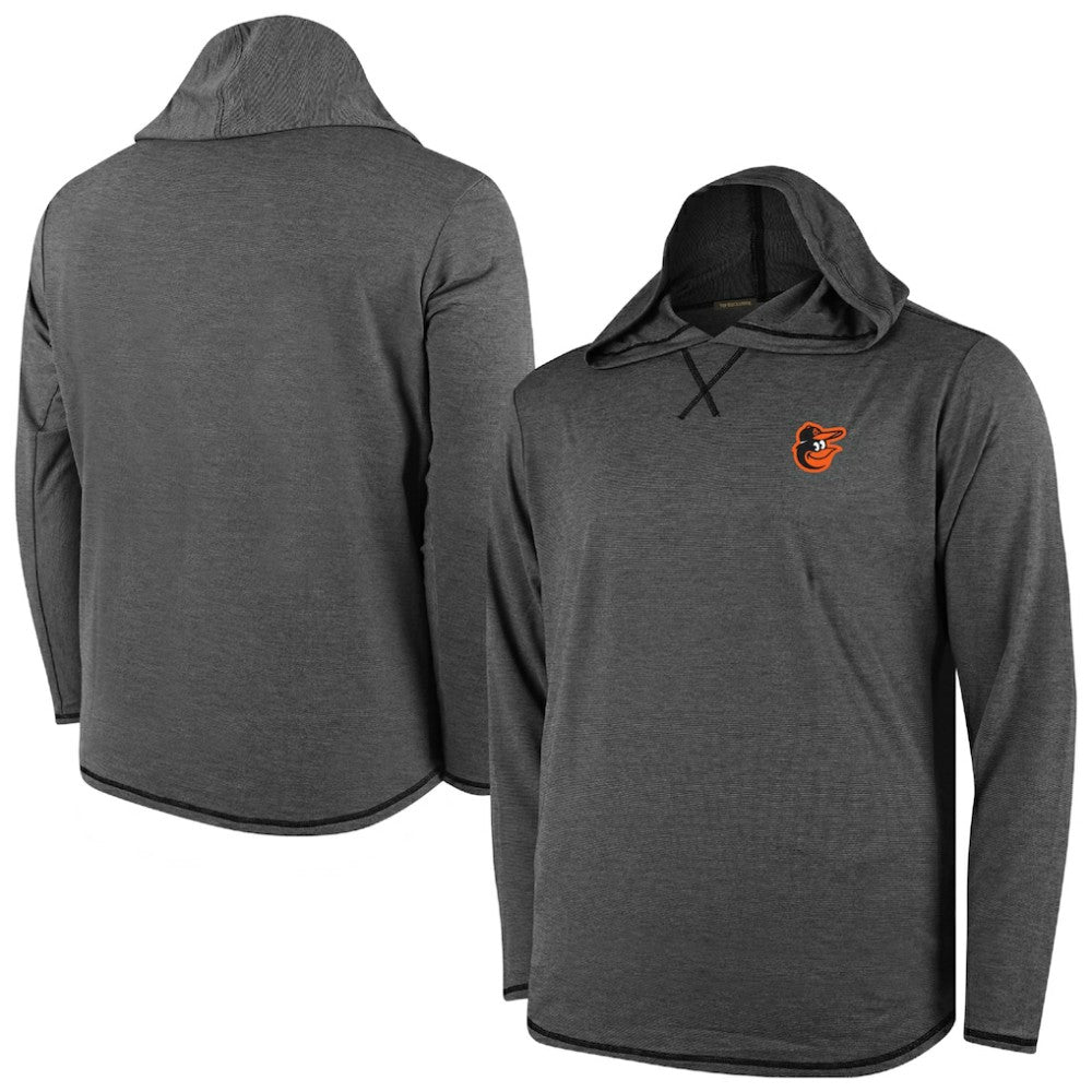 Baltimore Orioles Butter Stripe Tri-Blend Long Sleeve Hoodie T-Shirt - Black