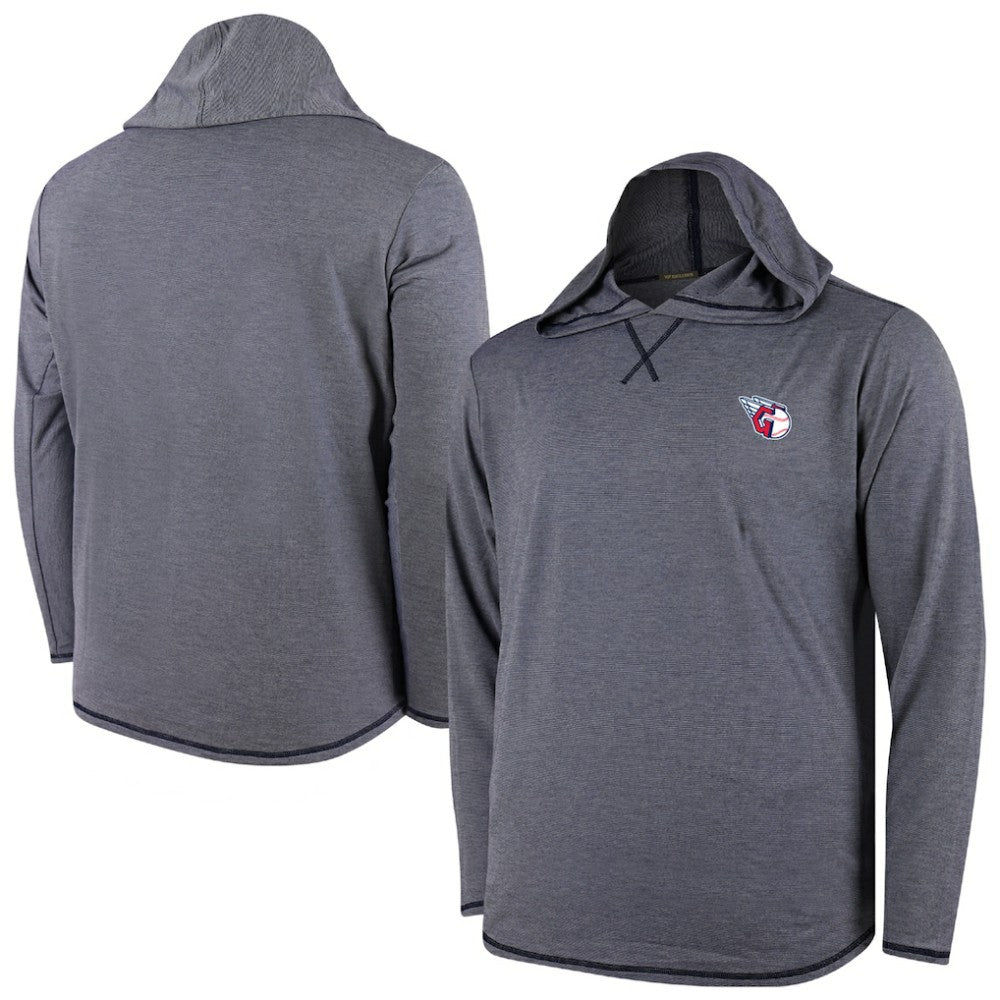 Cleveland Guardians Butter Stripe Tri-Blend Long Sleeve Hoodie T-Shirt - Navy