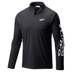 Los Angeles Dodgers Terminal Tackle Raglan Omni-Shade Quarter-Zip Pullover Top Black | Columbia
