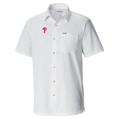 Philadelphia Phillies Slack Tide Omni-Wick Button-Up Camp Shirt White | Columbia