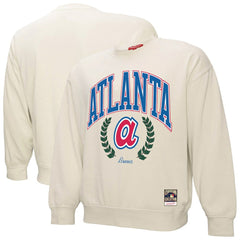 Atlanta Braves Women's Cooperstown Collection Laurel Pullover Sweatshirt Cream | Mitchell & Ness