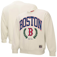 Boston Red Sox Women's Cooperstown Collection Laurel Pullover Sweatshirt Cream | Mitchell & Ness