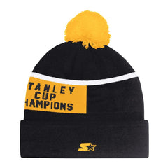 Boston Bruins Starter Chyron Commemorative Cuffed Knit Hat with Pom Black