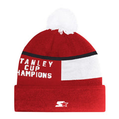 Detroit Red Wings Starter Chyron Commemorative Cuffed Knit Hat with Pom Red