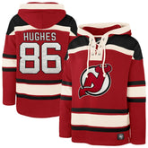 Jack Hughes New Jersey Devils '47 Big & Tall Lace-up Pullover Hoodie Red
