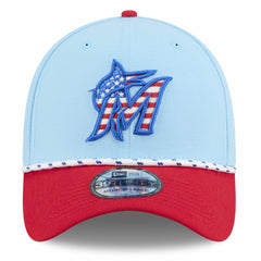 Miami Marlins 2025 Fourth of July 39THIRTY Flex Hat Light Blue/Red | New Era