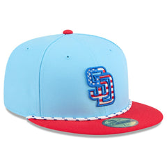 San Diego Padres 2025 Fourth of July 59FIFTY Fitted Hat Light Blue/Red | New Era