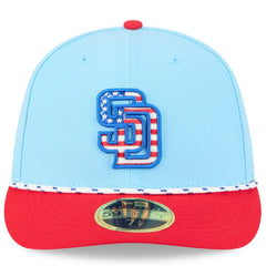 San Diego Padres 2025 Fourth of July Low Profile 59FIFTY Fitted Hat Light Blue/Red | New Era