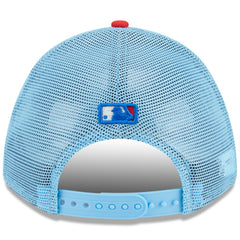 Miami Marlins 2025 Fourth of July 9FORTY A-Frame M-Crown Adjustable Trucker Hat Light Blue/Red | New Era