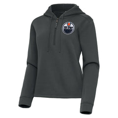 Edmonton Oilers Antigua Women's Contemporary Quarter-Zip Hoodie Pewter