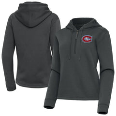 Montreal Canadiens Antigua Women's Contemporary Quarter-Zip Hoodie Pewter