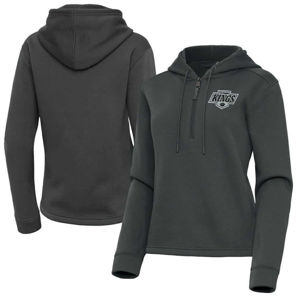 Los Angeles Kings Antigua Women's Contemporary Quarter-Zip Hoodie Pewter
