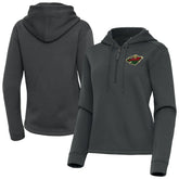 Minnesota Wild Antigua Women's Contemporary Quarter-Zip Hoodie Pewter