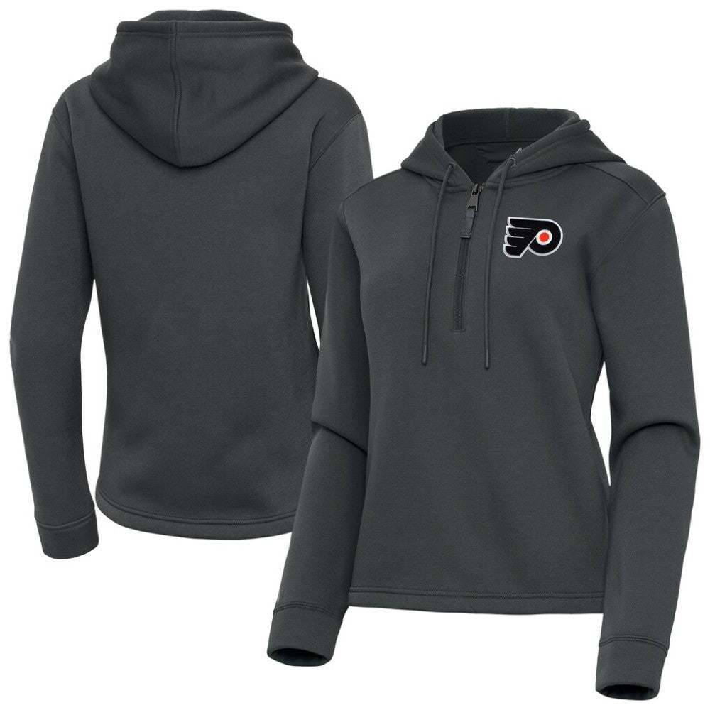 Philadelphia Flyers Antigua Women's Contemporary Quarter-Zip Hoodie Pewter