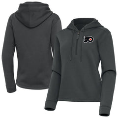 Philadelphia Flyers Antigua Women's Contemporary Quarter-Zip Hoodie Pewter